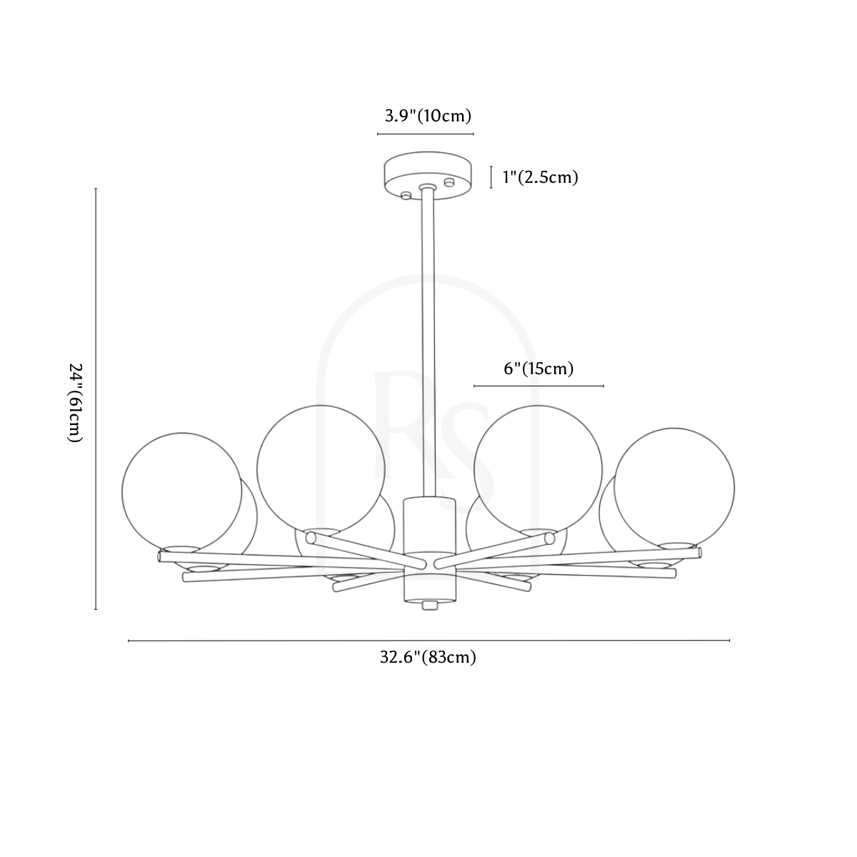 Ascen Chandelier line drawing 5