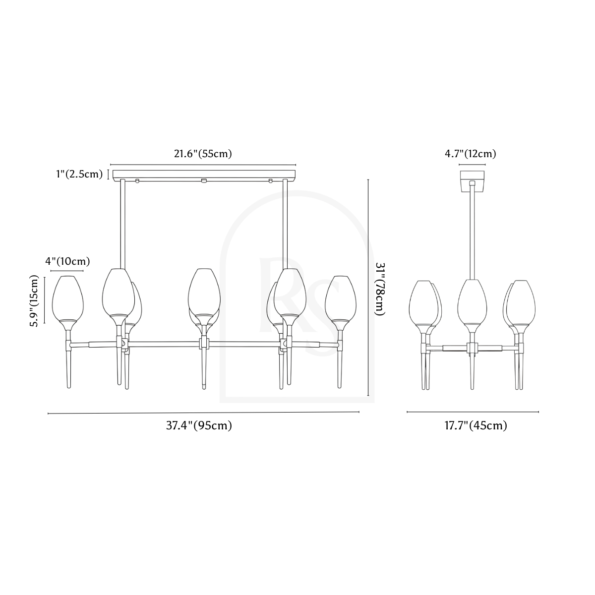 Zylin Chandelier line drawing 4