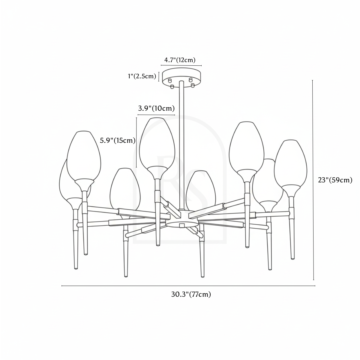 Zylin Chandelier line drawing 3