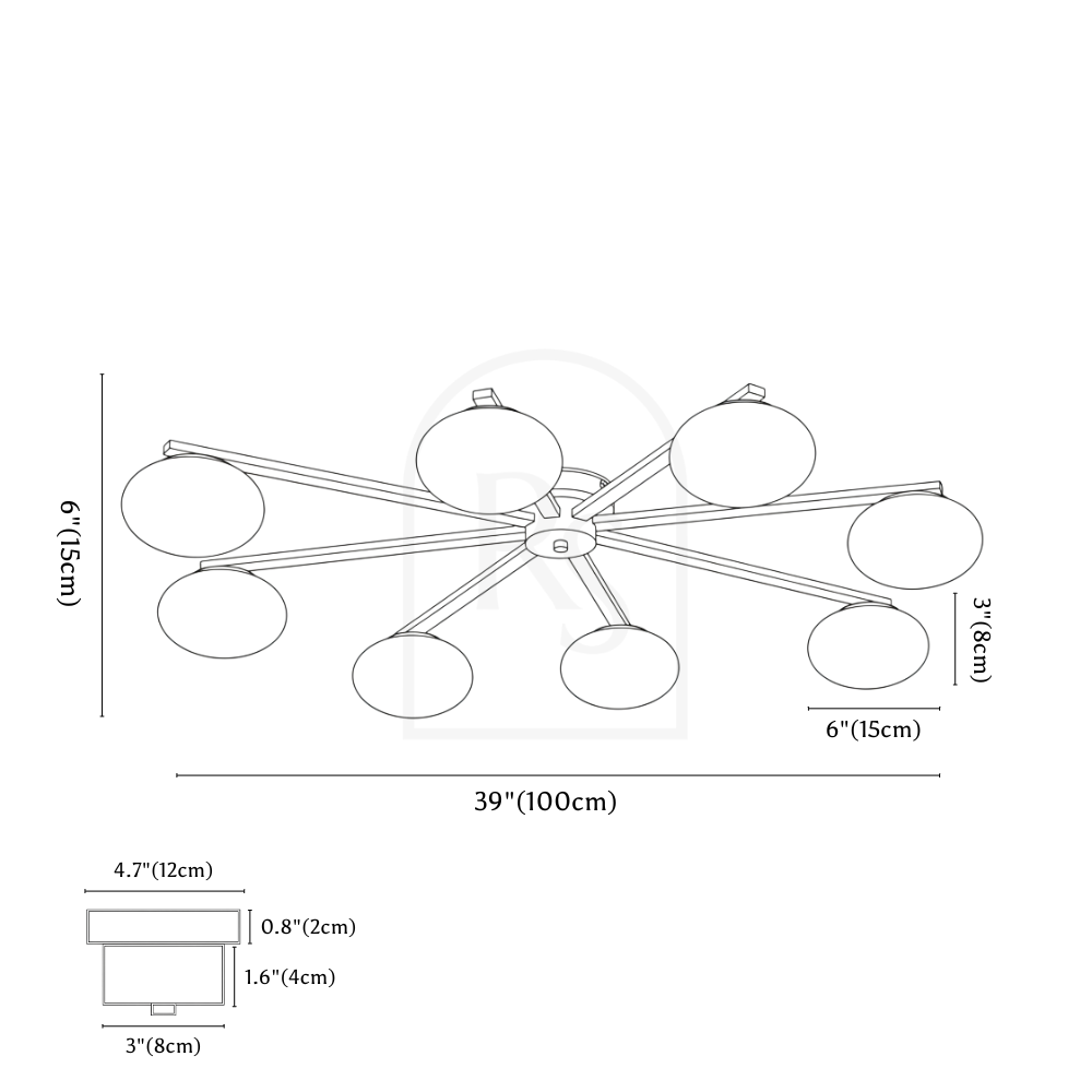 Raylo Ceiling Light line drawing 2