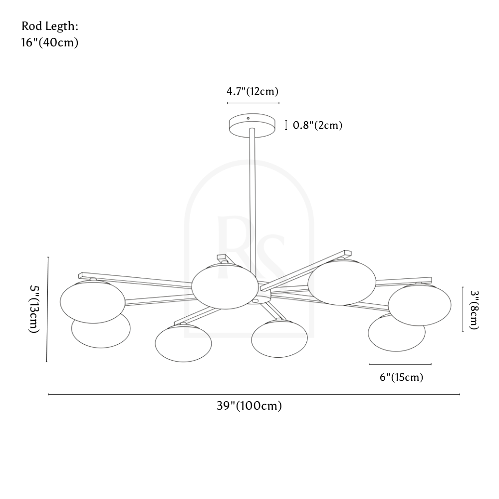 Raylo Chandelier line drawing 2