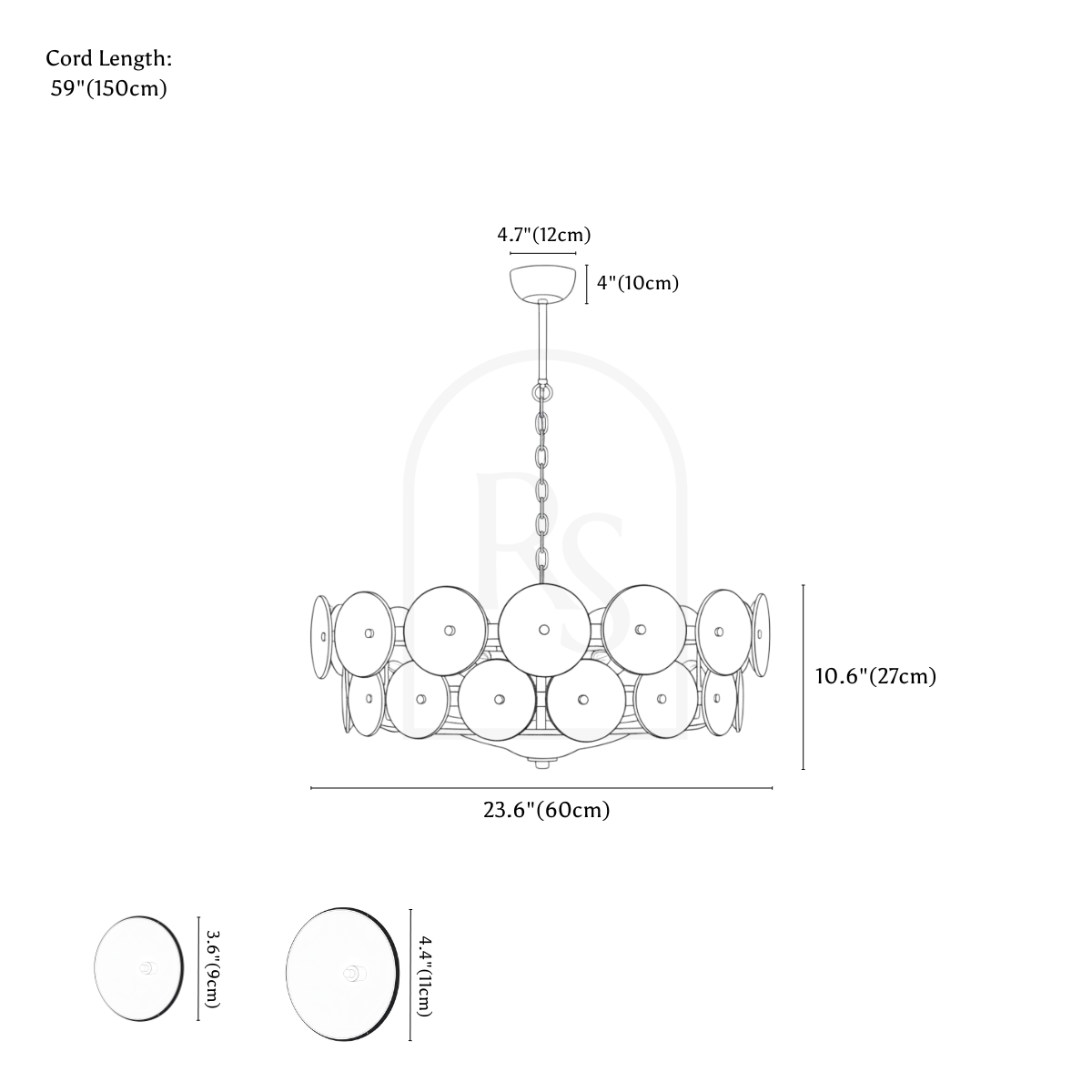 Wamble Chandelier line drawing 1