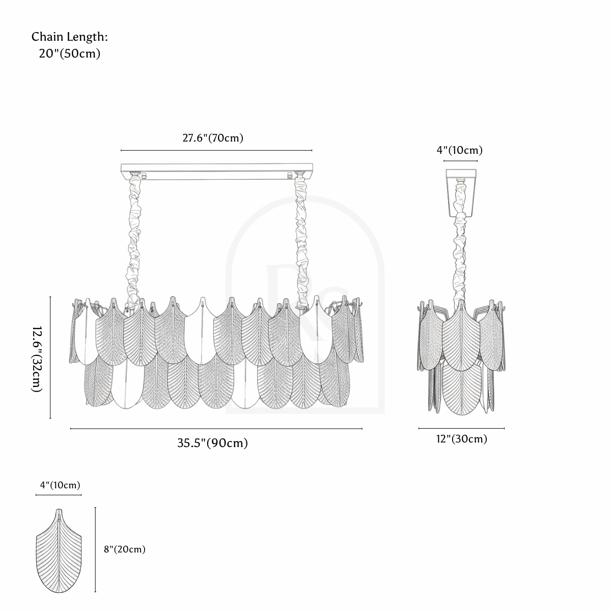 Mayur Chandelier line drawing 3
