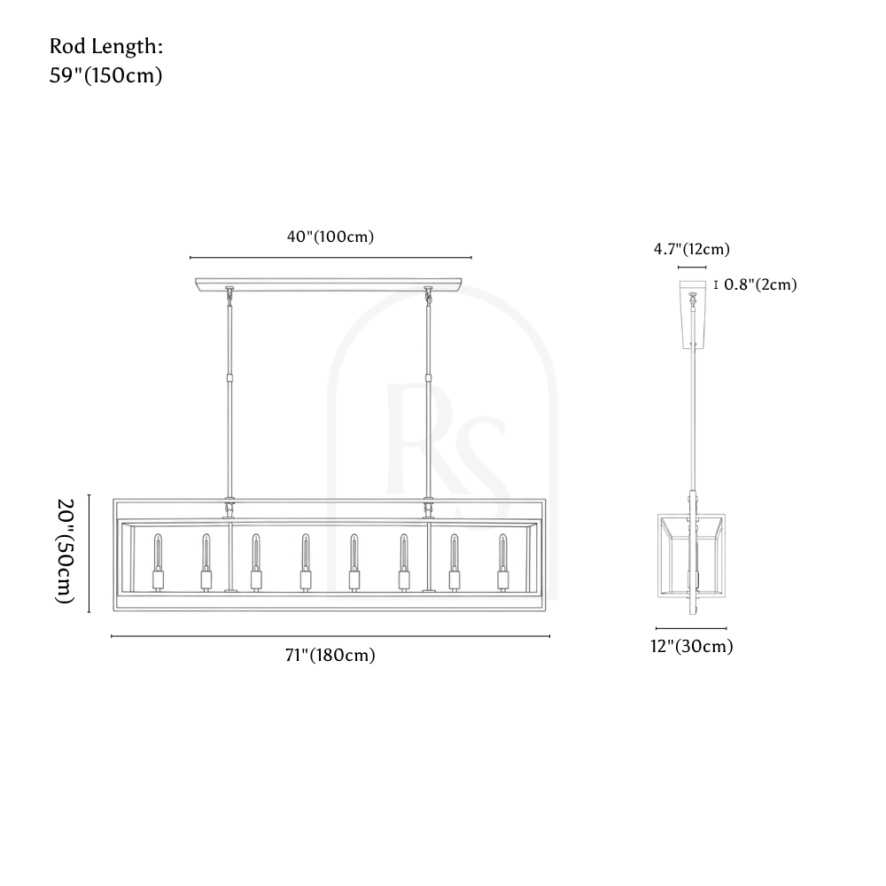 Matkon Linear Chandelier line drawing 2