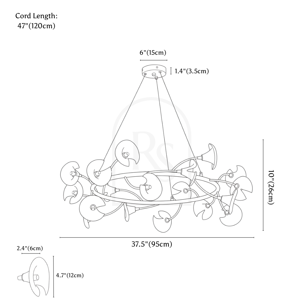 Oryna Chandelier line drawing 2