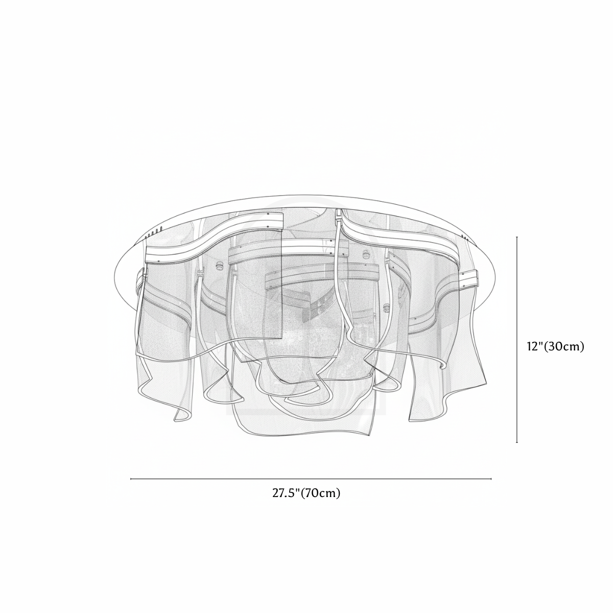 Ariadne Ceiling Light line drawing 2