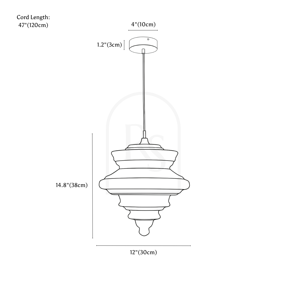 Fadl Pendant Light line drawing 1