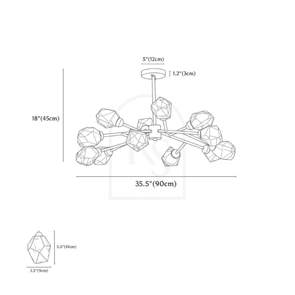 Cristal Chandelier line drawing 2