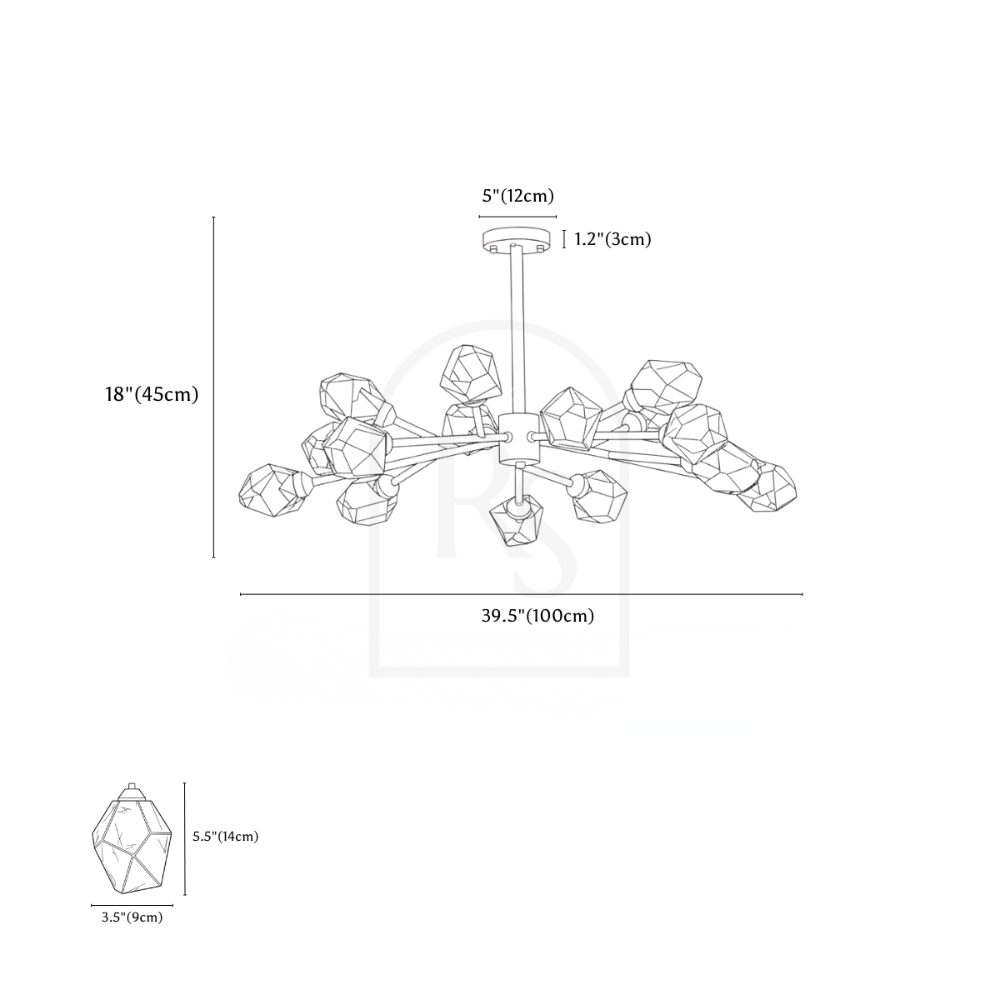 Cristal Chandelier line drawing 3