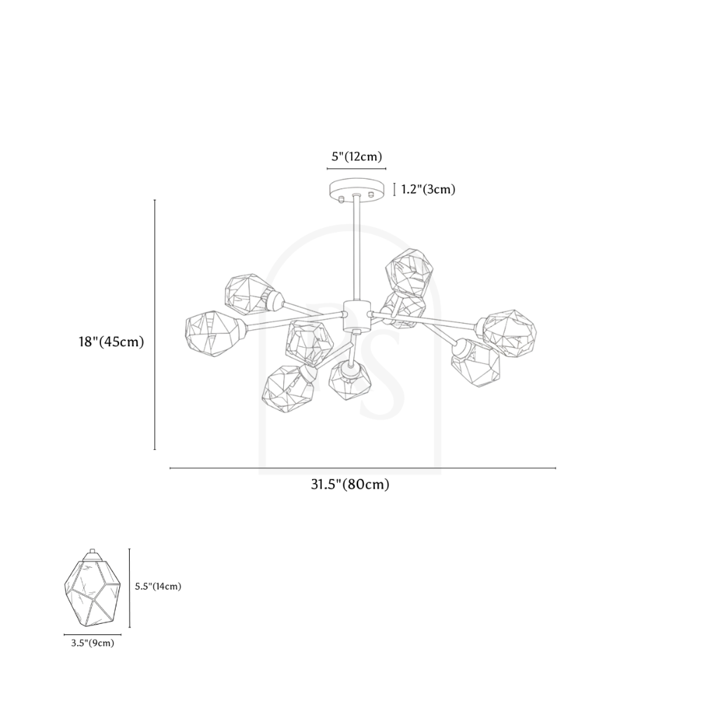 Cristal Chandelier line drawing 1