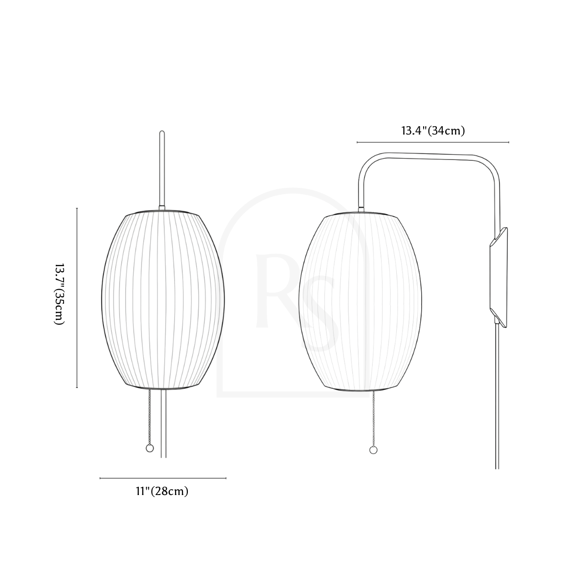 Telan Wall Lamp line drawing 1