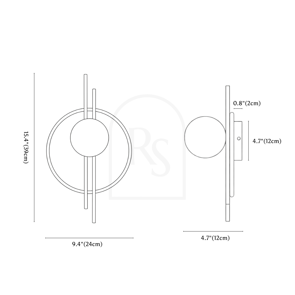 Ziara Wall Lamp line drawing 1