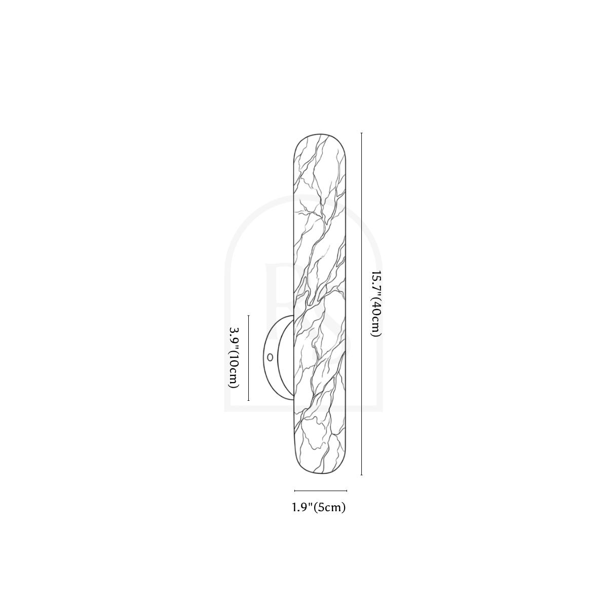 Aelis Alabaster Wall Lamp line drawing 1