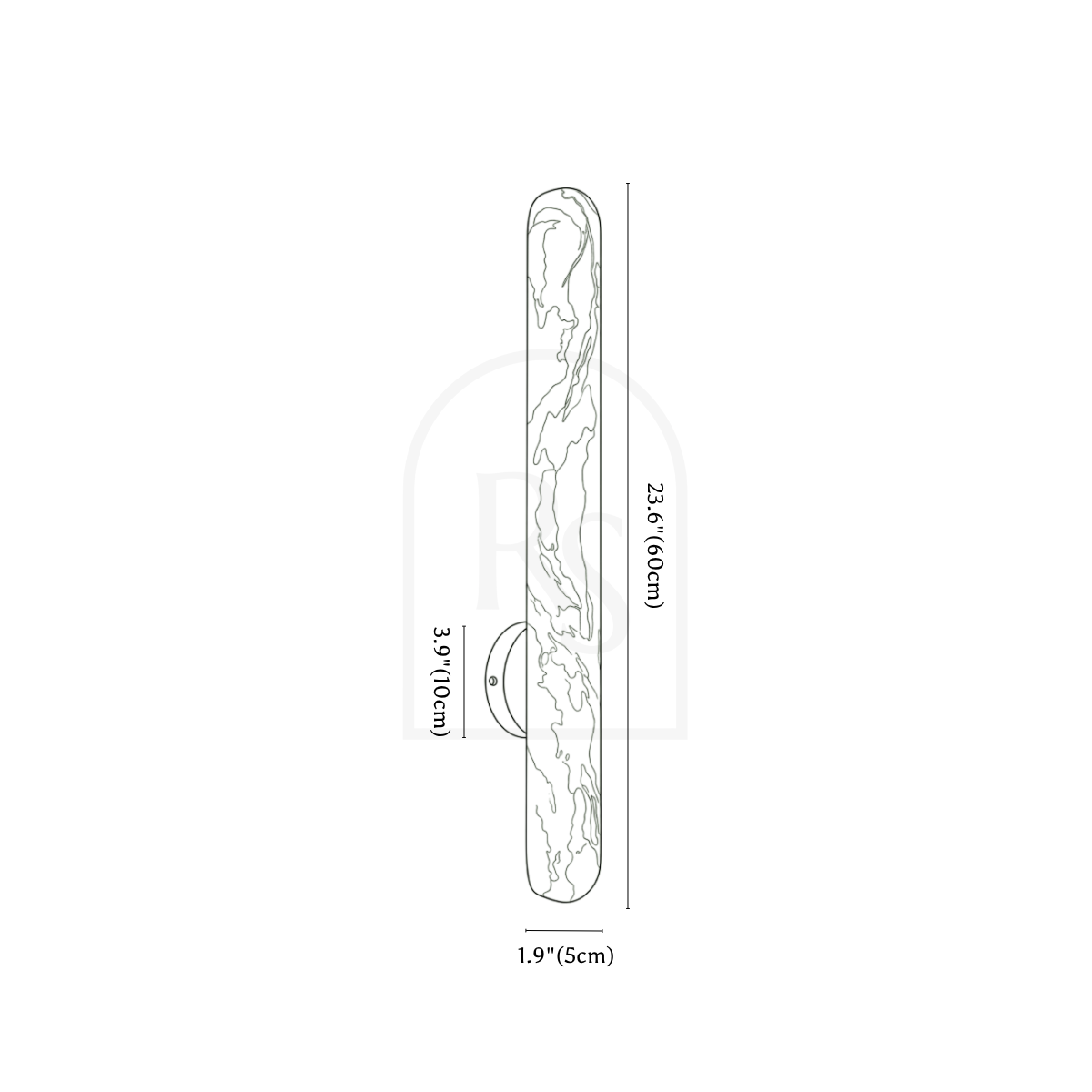 Aelis Alabaster Wall Lamp line drawing 2