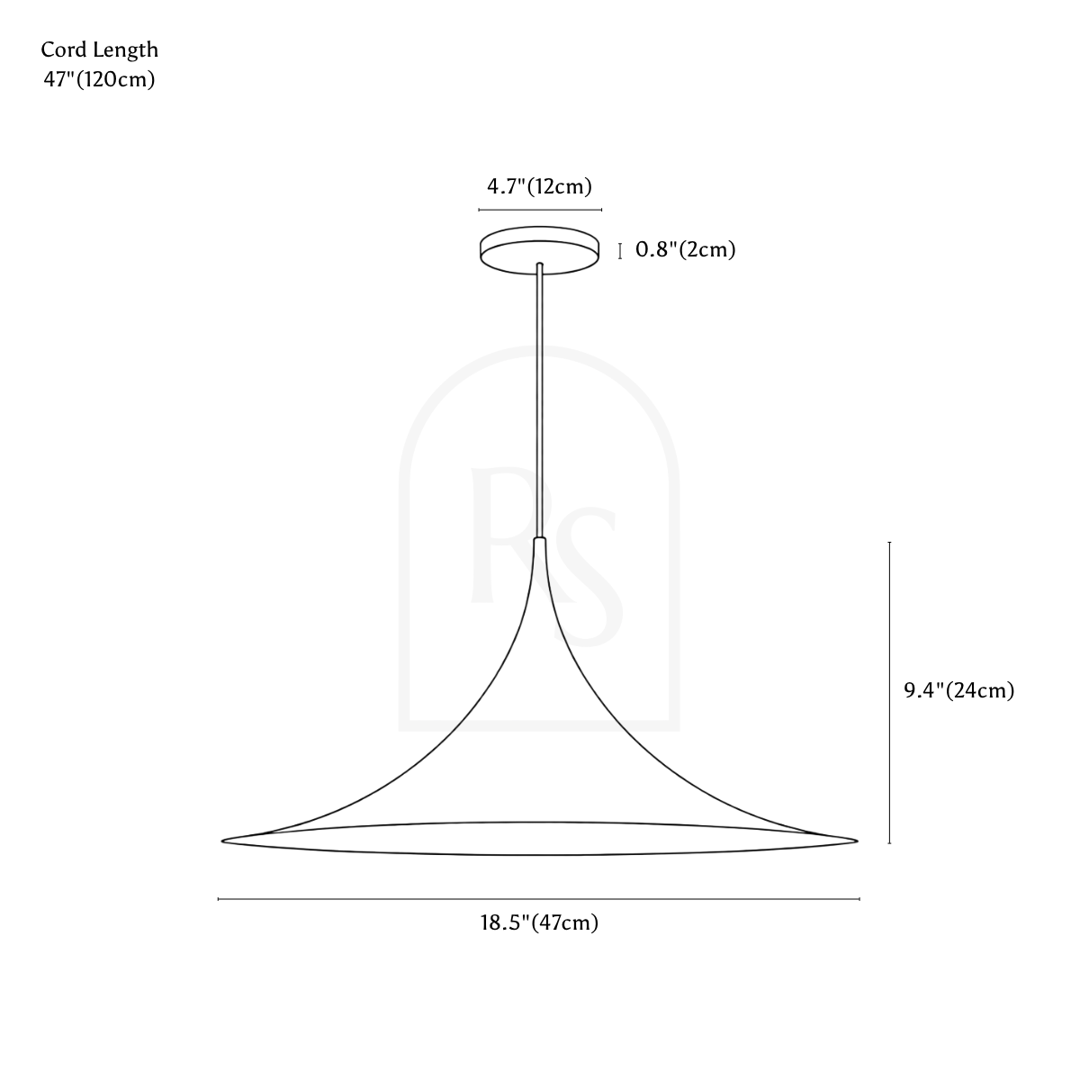 Aeva Pendant Light line drawing 2