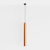 Copper cylindrical pendant light hanging from a black cord against a white background.  Dimensions not visible.