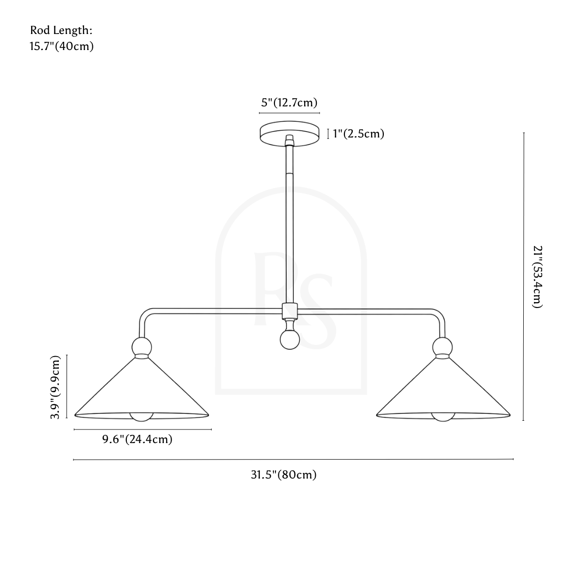 Alric Chandelier line drawing 1