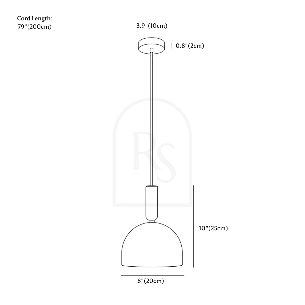 Altus Alabaster Pendant Light line drawing 1