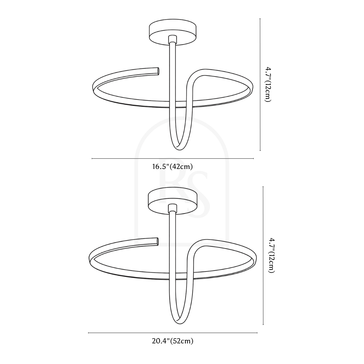 Alyona Ceiling Light line drawing 2