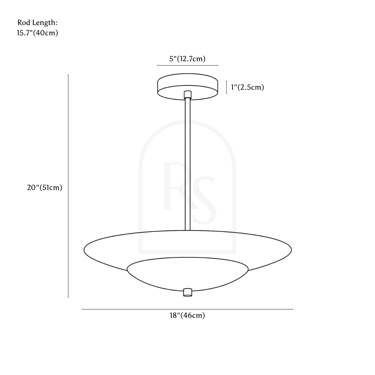 Ansel Pendant Light line drawing 1