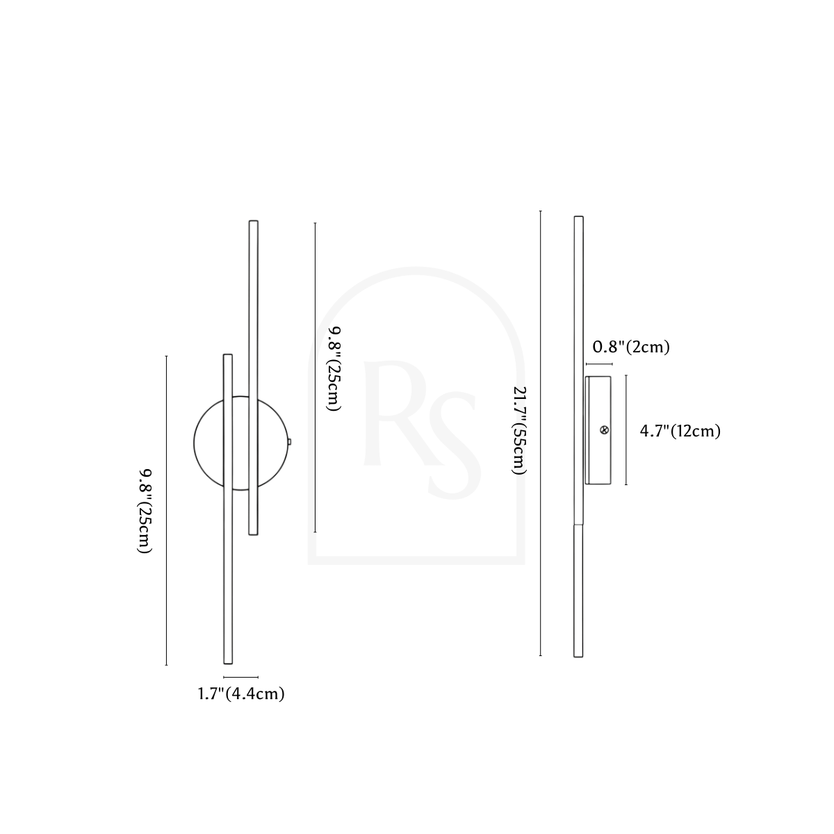Anwen Wall Lamp line drawing 1