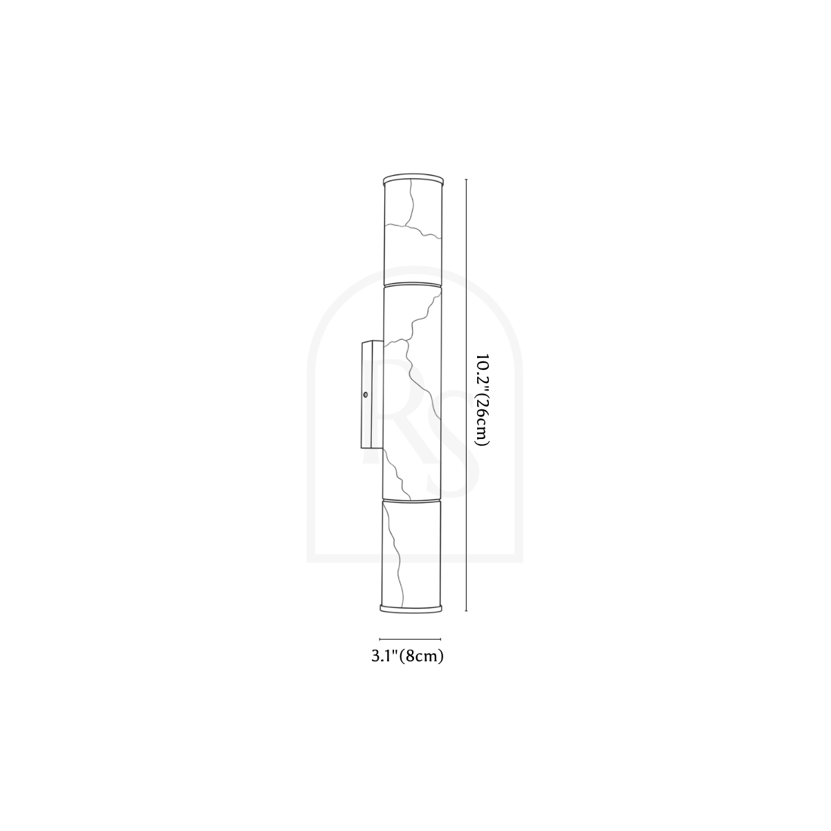 Aquilus Alabaster Wall Lamp line drawing 1
