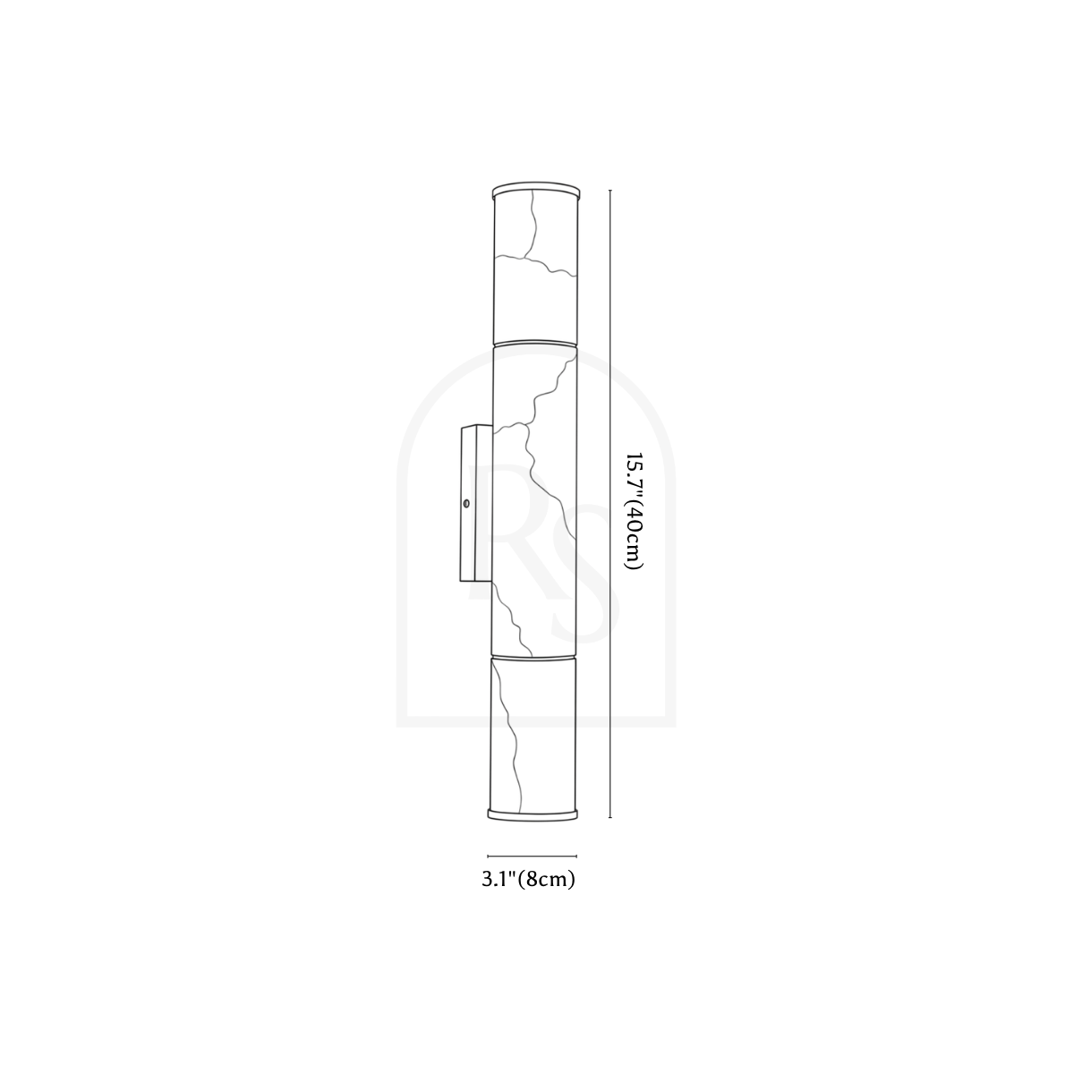 Aquilus Alabaster Wall Lamp line drawing 2