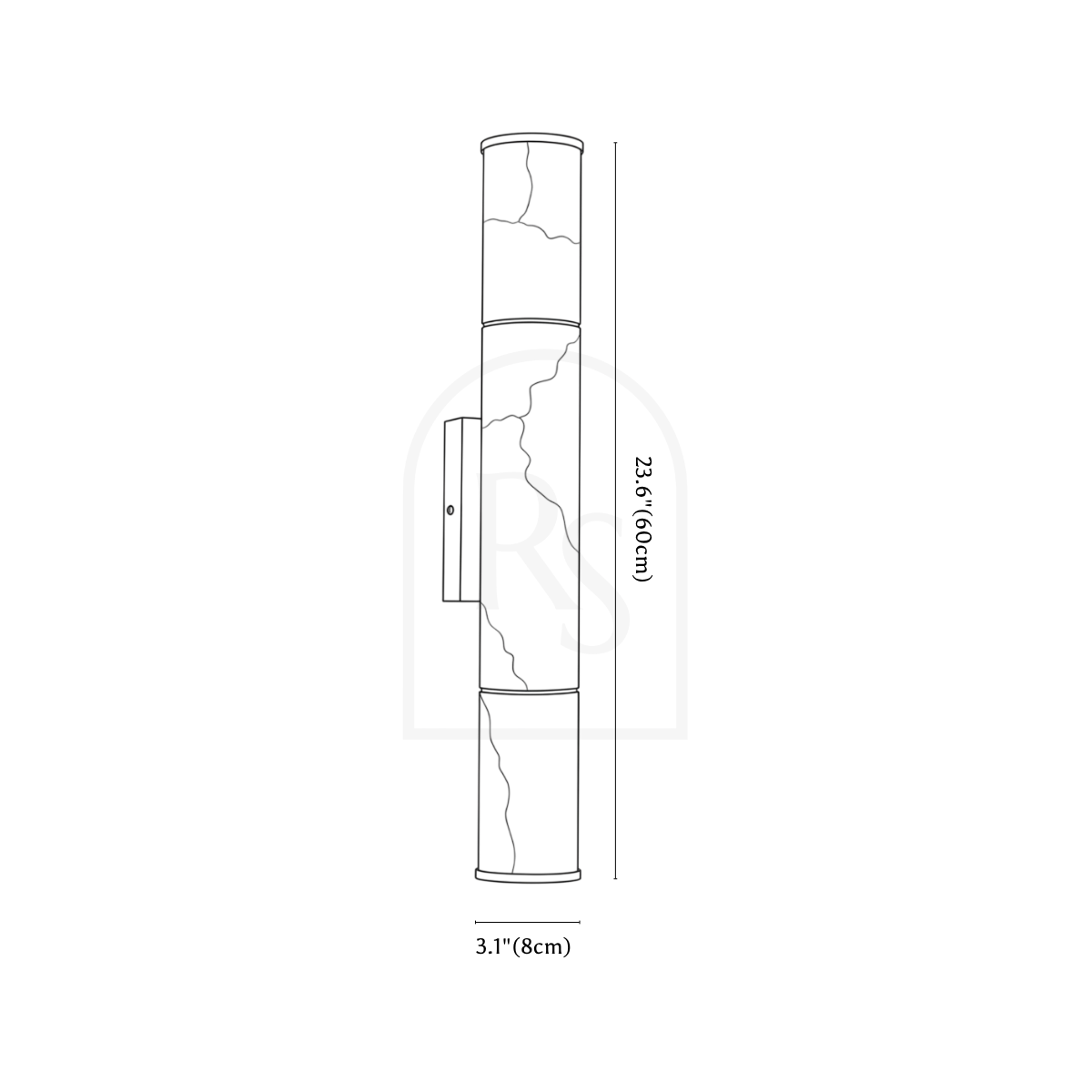 Aquilus Alabaster Wall Lamp line drawing 3