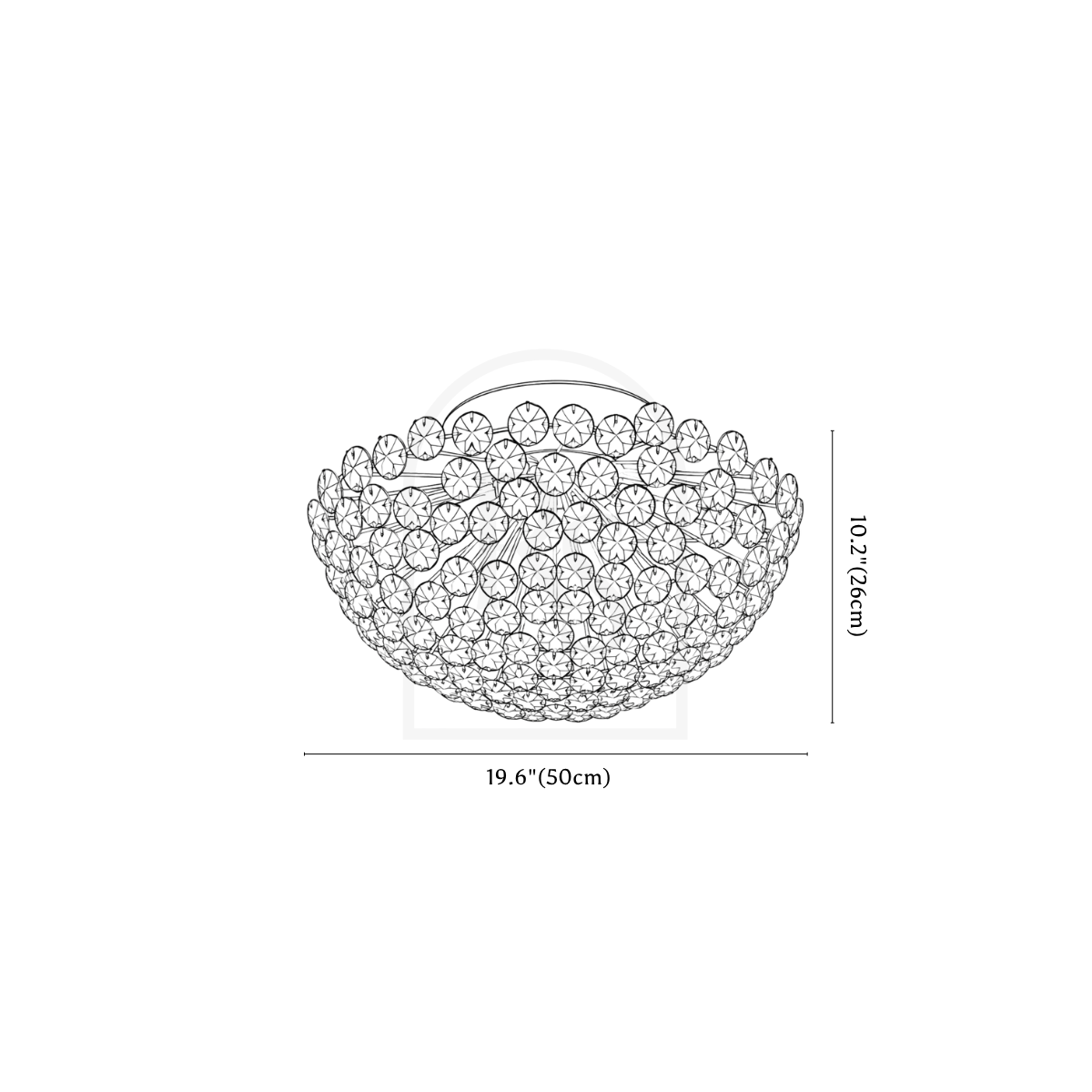 Arabella Ceiling Light line drawing 3