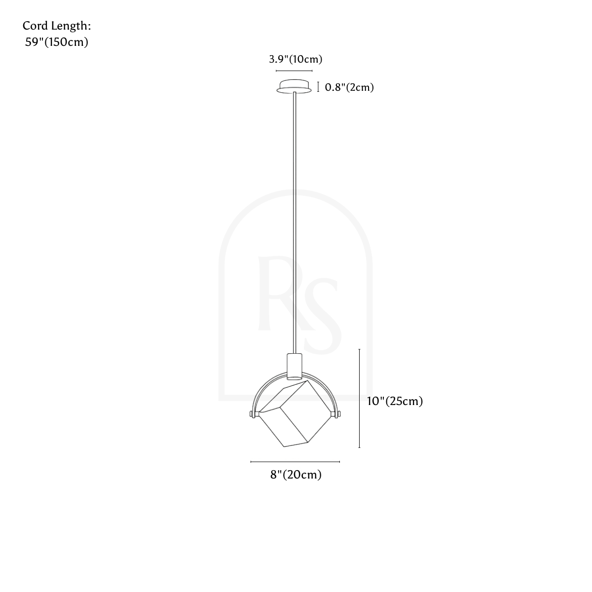 Valvo Pendant Light line drawing 1