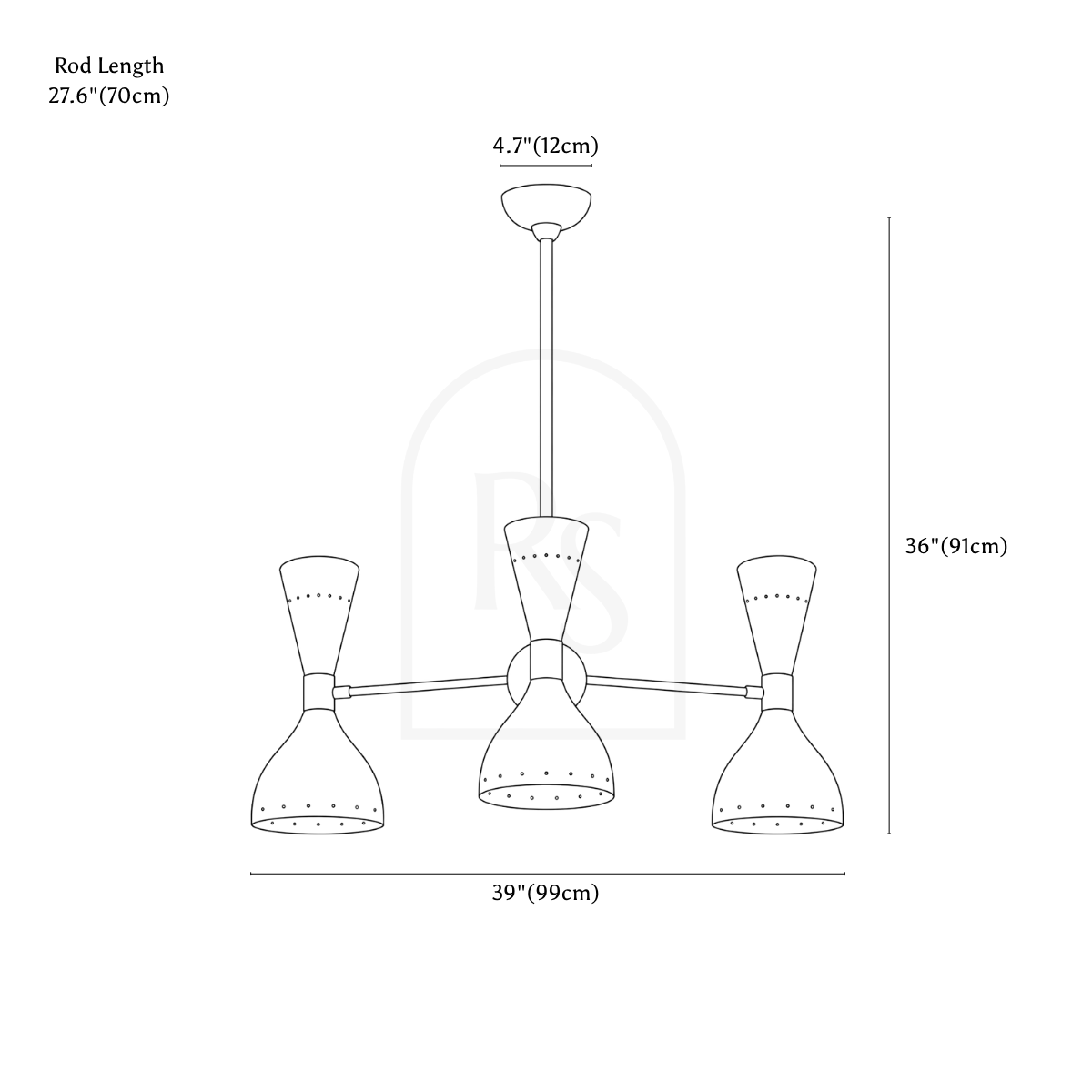 Ardex Chandelier line drawing 1