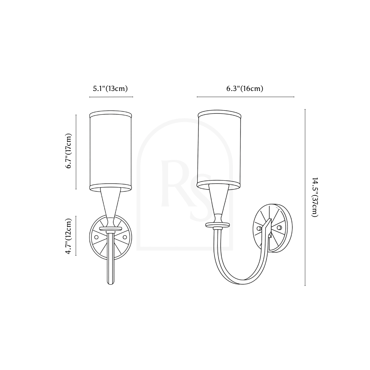 Areso Wall Lamp line drawing 1