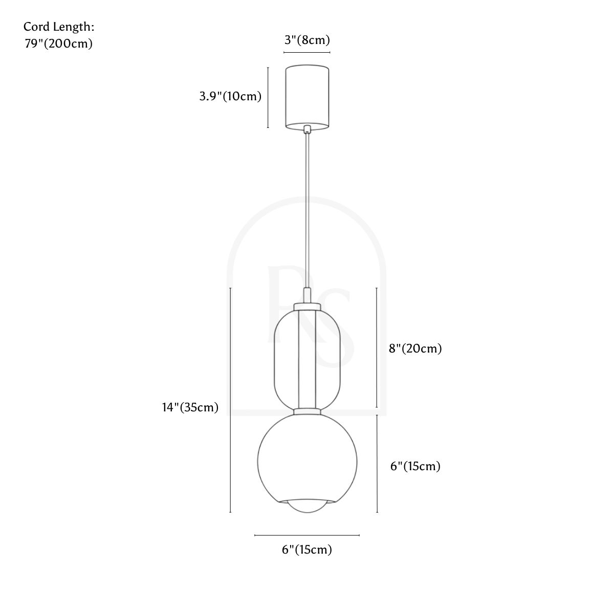 Arian Pendant Light line drawing 1