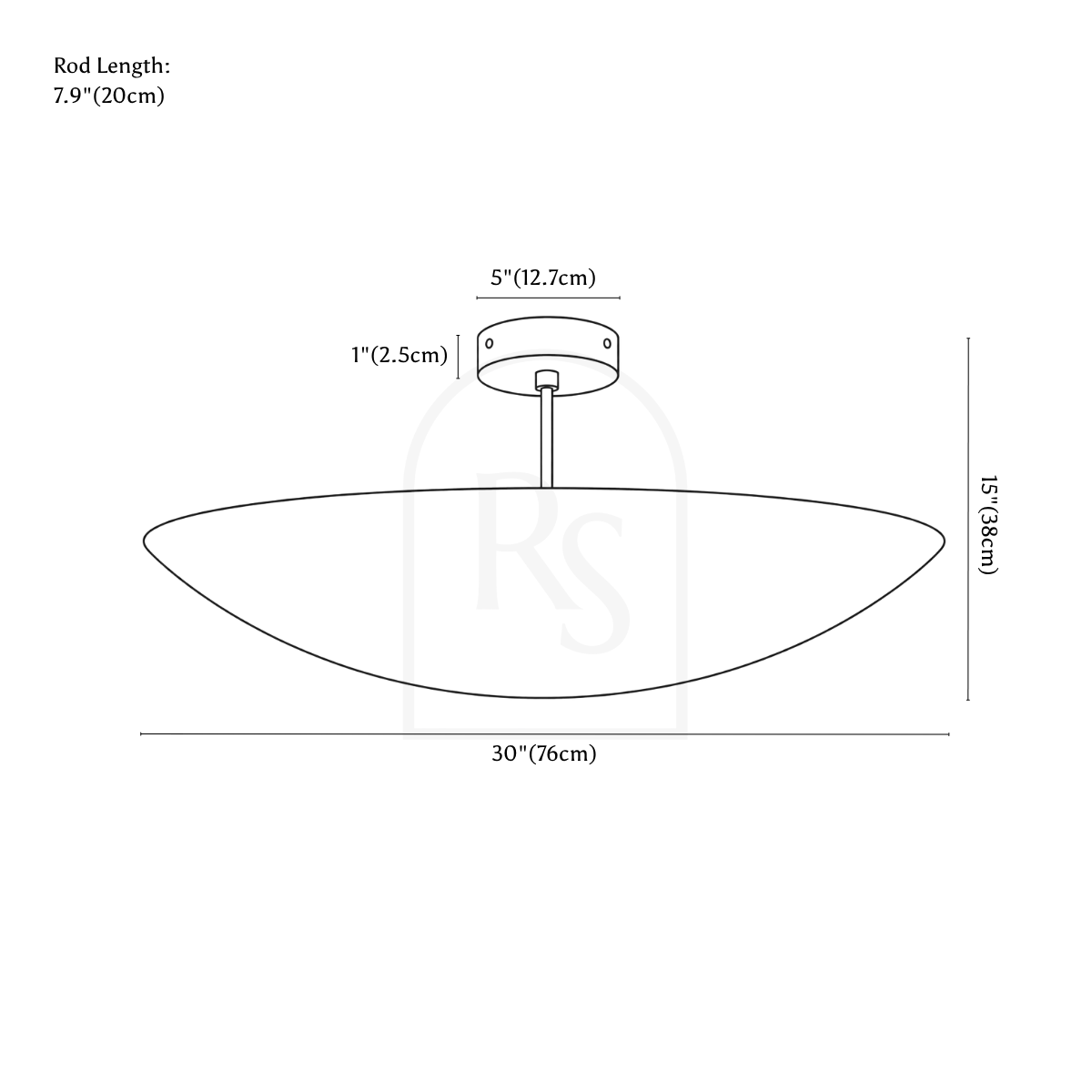 Arisca Ceiling Light line drawing 1