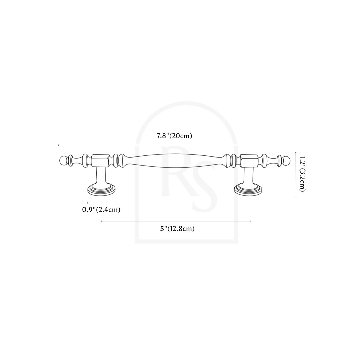Arvel Knob & Pull Bar line drawing 3