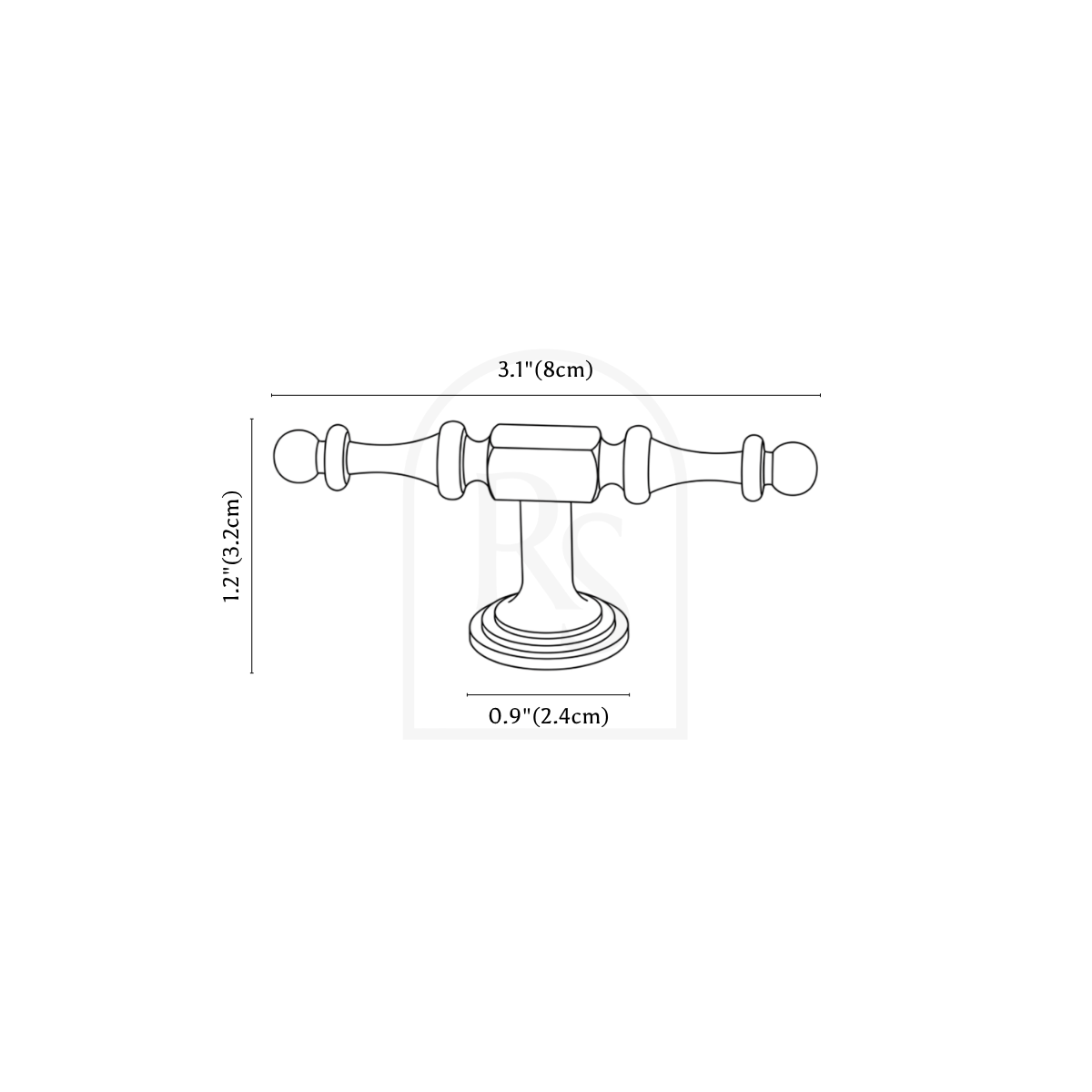 Arvel Knob & Pull Bar line drawing 1