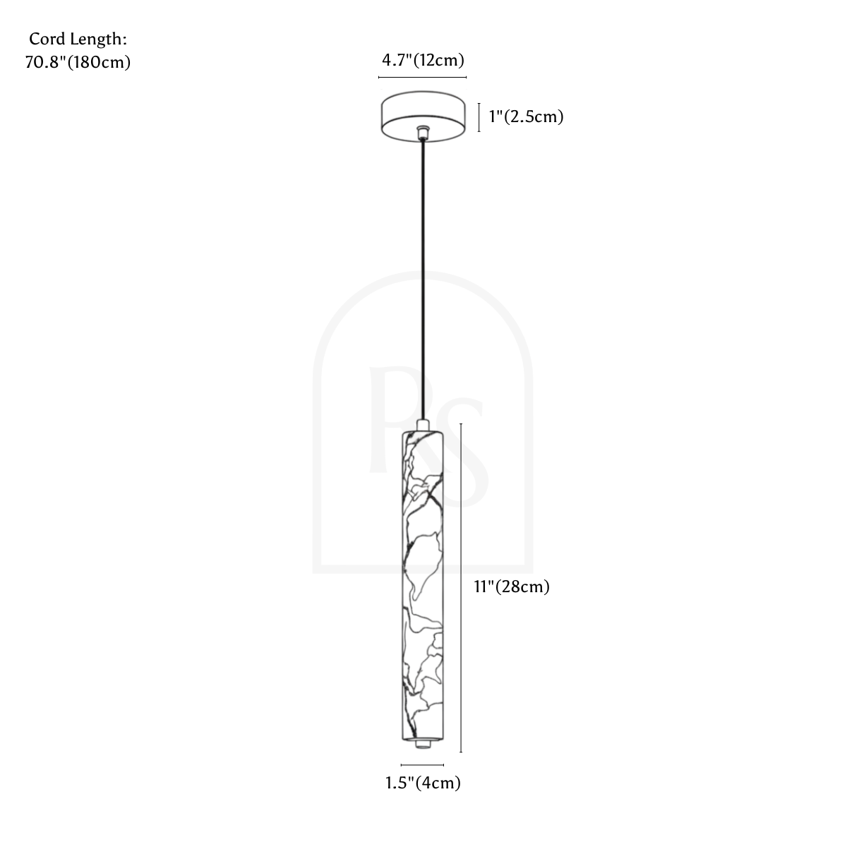 Arvix Pendant Light line drawing 1