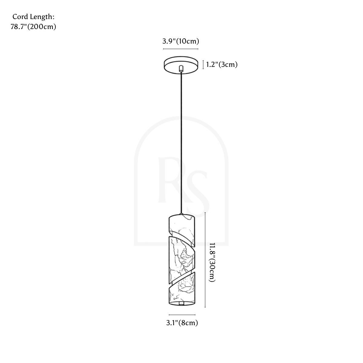 Arvox Pendant Light line drawing 1