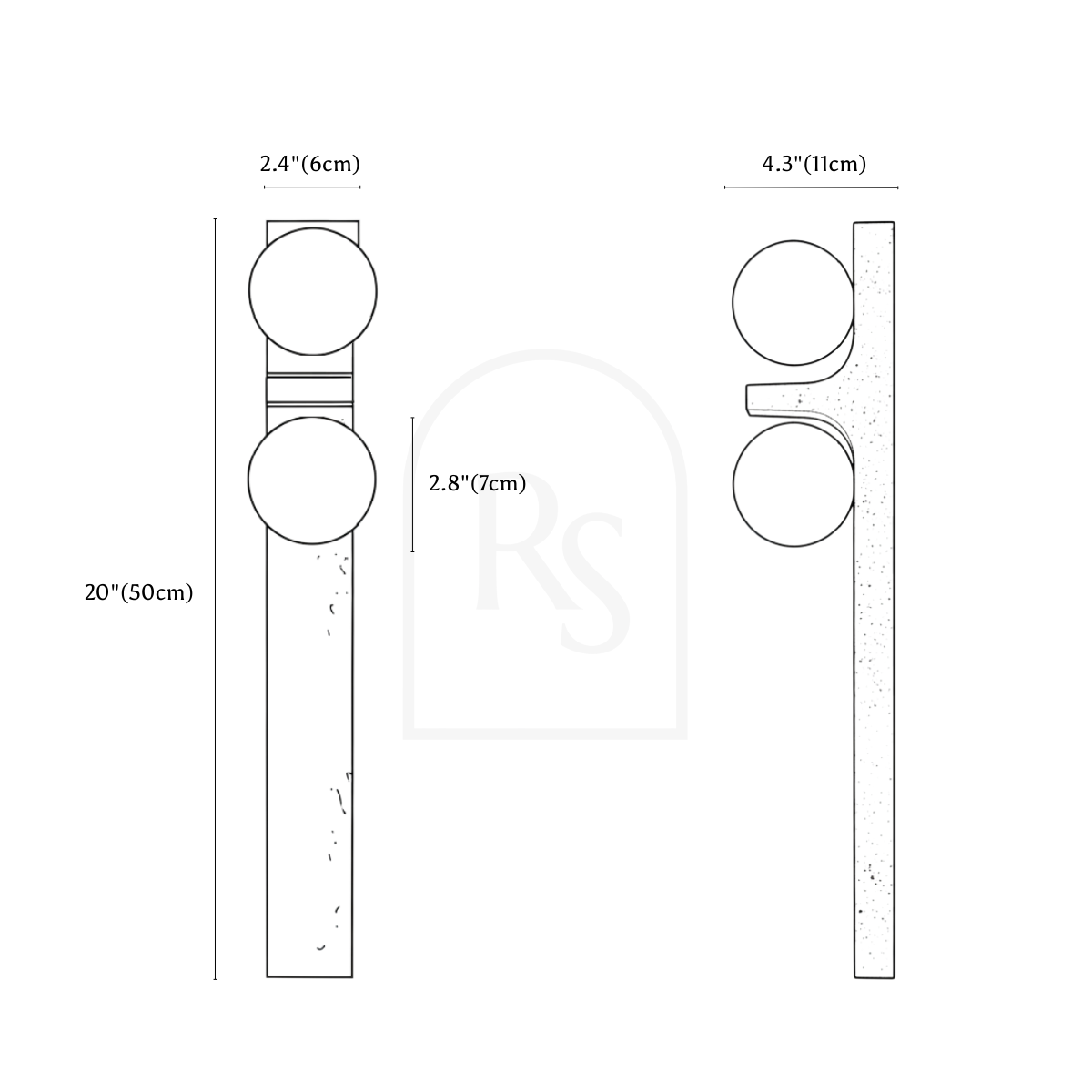 Aryil Travertine Wall Lamp line drawing 1