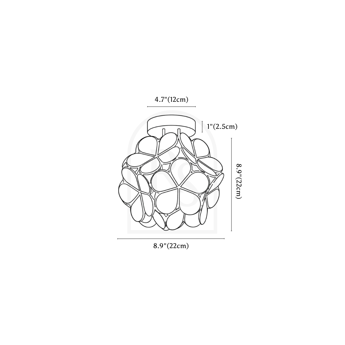 Ashrat Ceiling Light line drawing 1