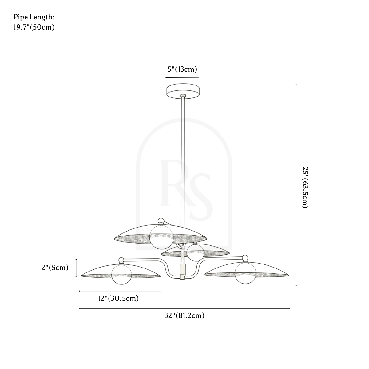 Auren Chandelier line drawing 1