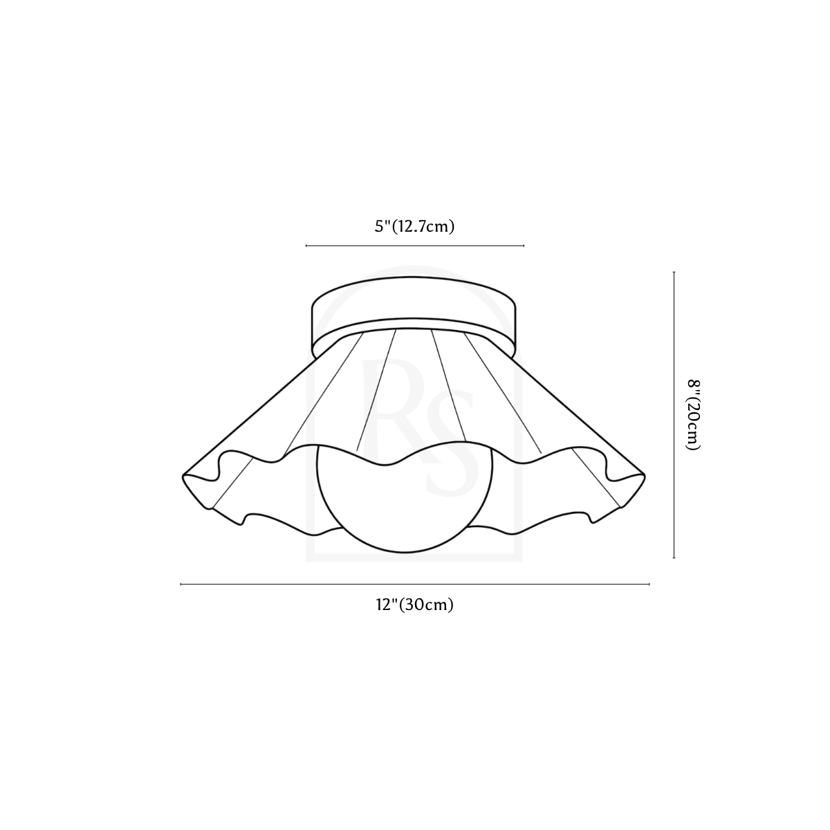 Avelia Ceiling Light line drawing 1