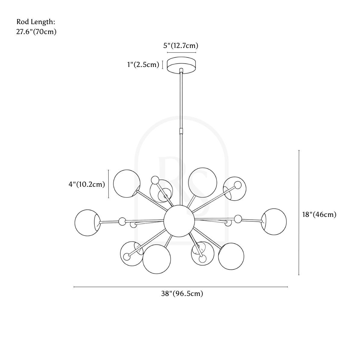 Averic Chandelier line drawing 1