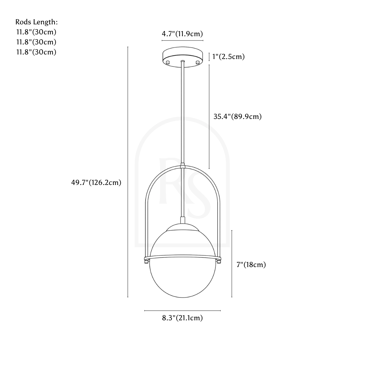 Avero Pendant Light line drawing 1