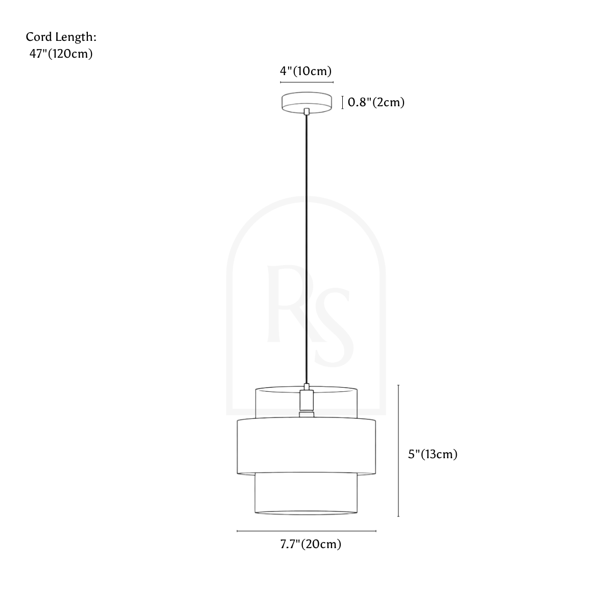 Azenor Pendant Light line drawing 1