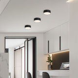 "Modern workspace featuring a minimalist aluminum ceiling light, designed for long-lasting use and offering a clean, simple aesthetic in a professional setting."