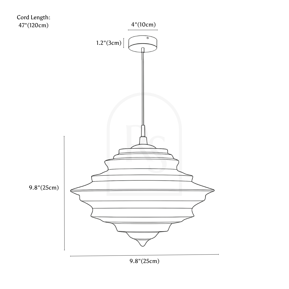 Fadl Pendant Light line drawing 2