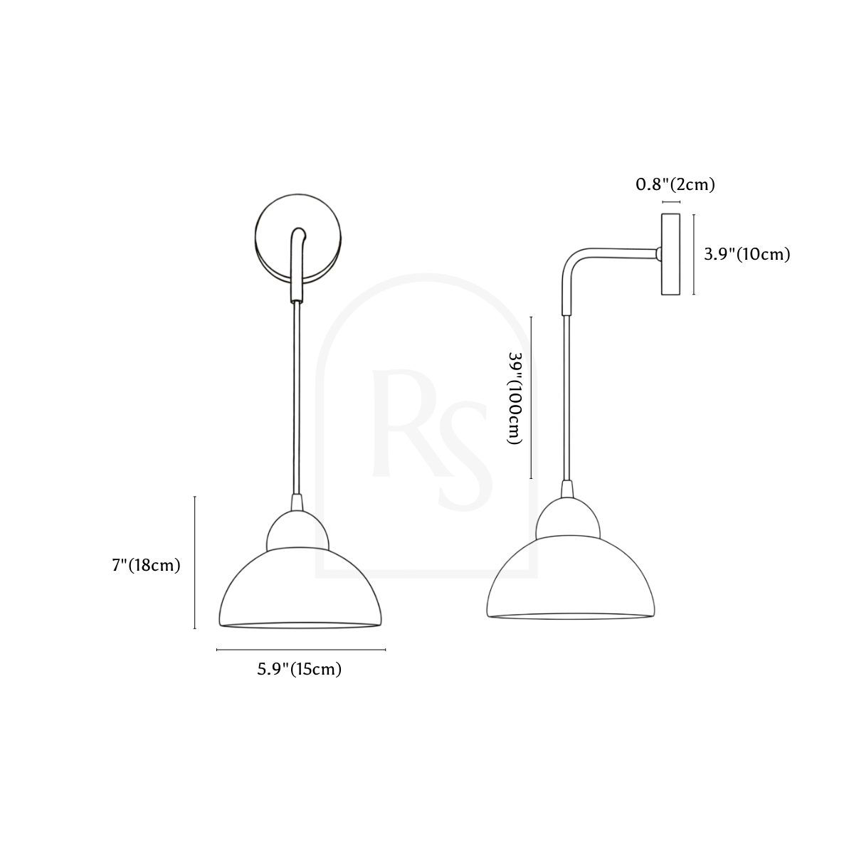 Aluria Travertine Wall Lamp line drawing 2