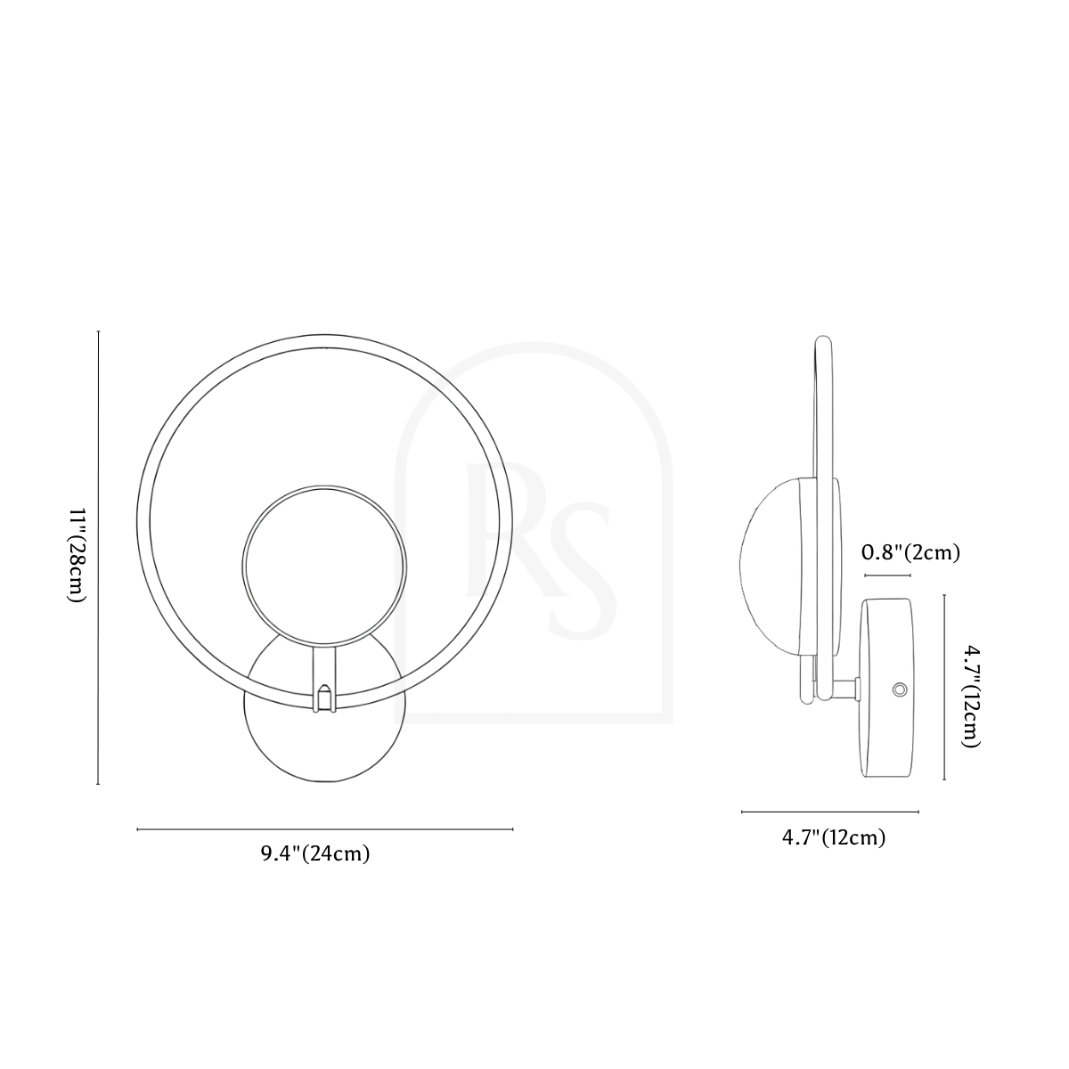 Ziara Wall Lamp line drawing 2
