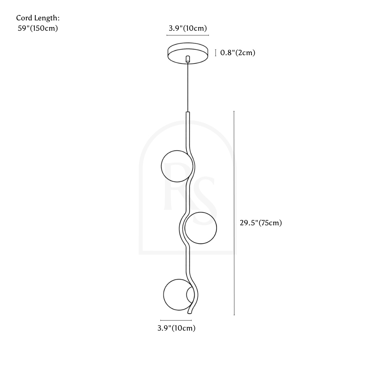 Baer Pendant Light line drawing 1